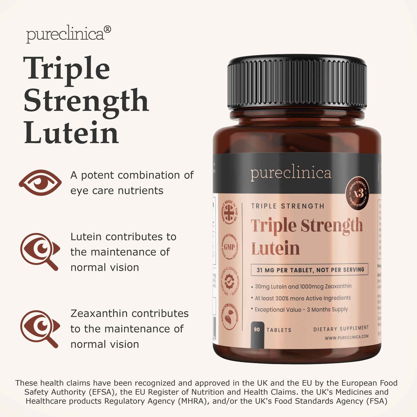 Triple Strength Lutein (30mg x 90 tablets)
