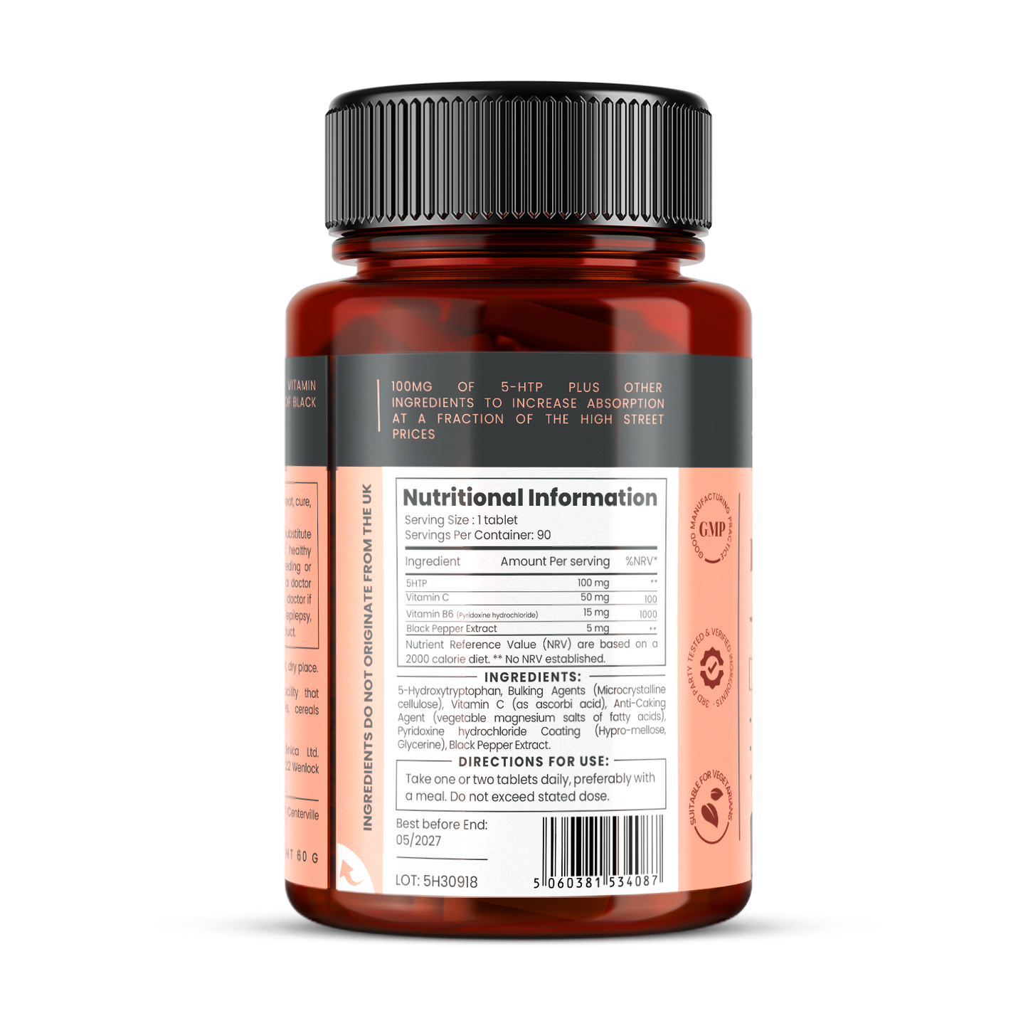 Triple Strength 5-HTP (300mg x 90 tablets) - High Absorption