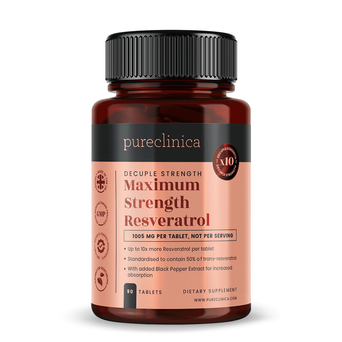 Max Strength Resveratrol 1000mg x 90 tablets - 50% trans-reseveratrol - High Absorption