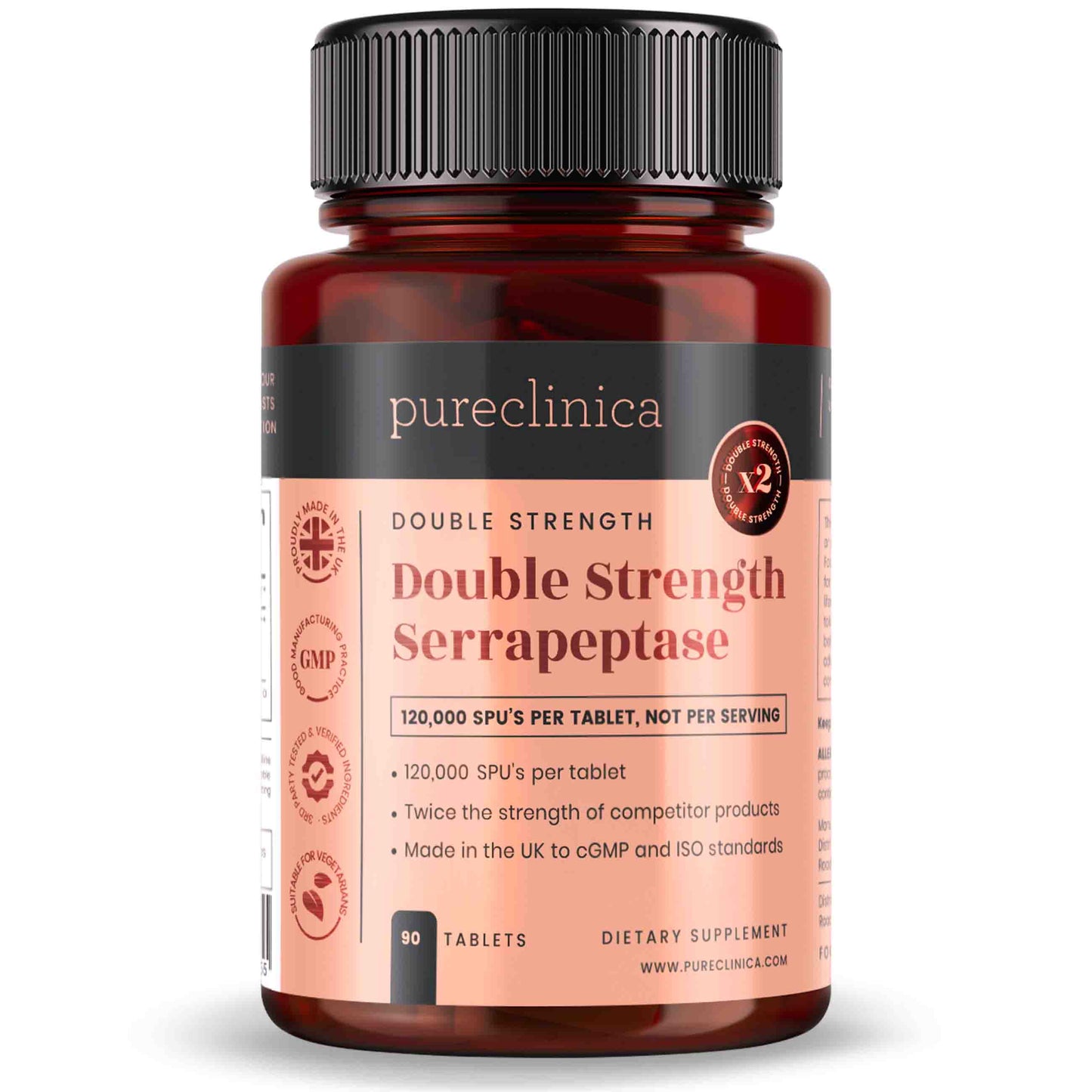 Double Strength Serrapeptase 120,000 SPUs x 90 tablets