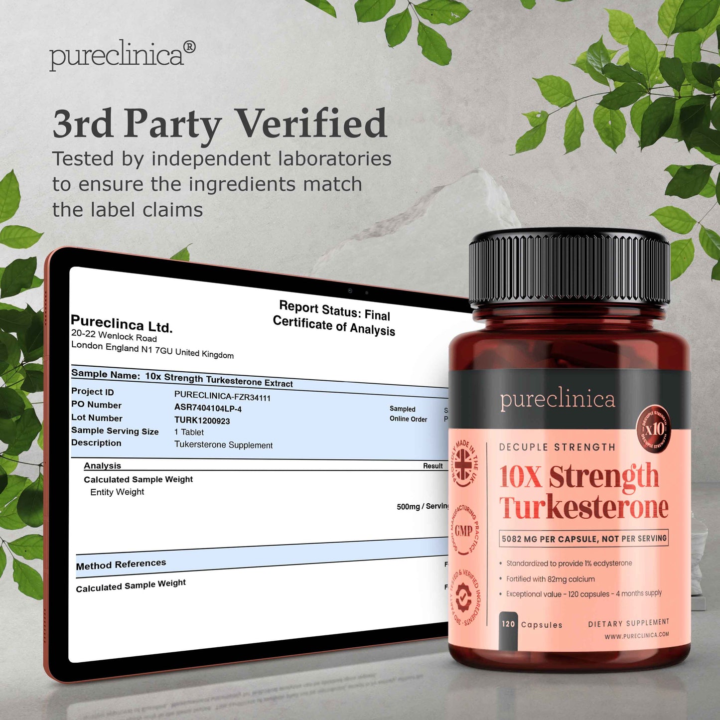 10x Strength Turkesterone Extract 5082 mg x 120 Capsules