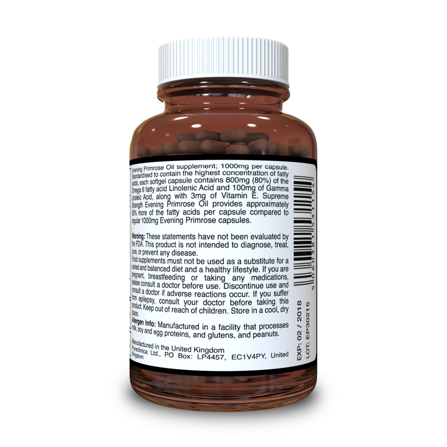 Evening Primrose Oil - 1000mg x 180 Softgel Capsules - Supreme Strength