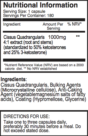 Double Strength Cissus Quadrangularis 1000mg x 180 capsules