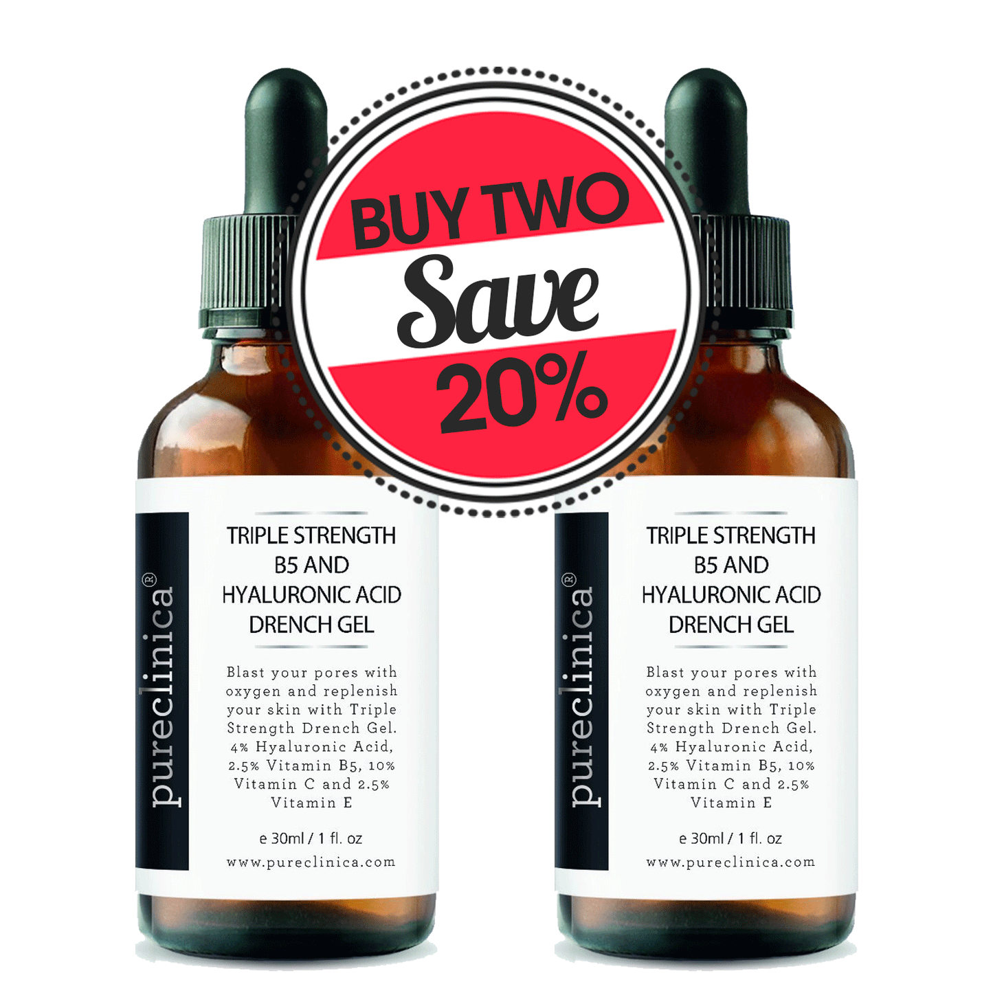 Triple Strength B5 Drench Gel, with Hyaluronic Acid, Vitamin C and Vitamin E – 30ml / 1 fl oz