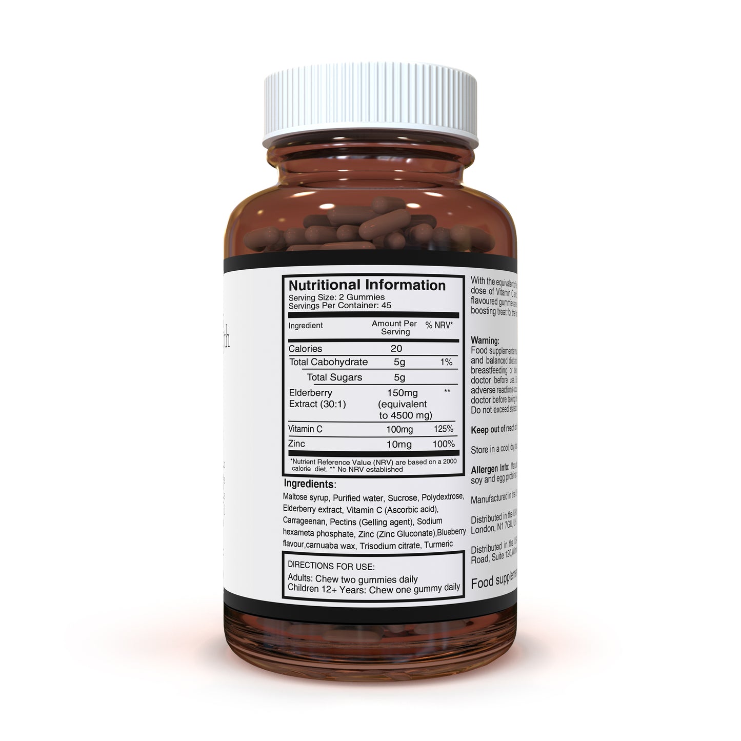 Triple Strength Elderberry with Vitamin C & Zinc x 90 Gummies