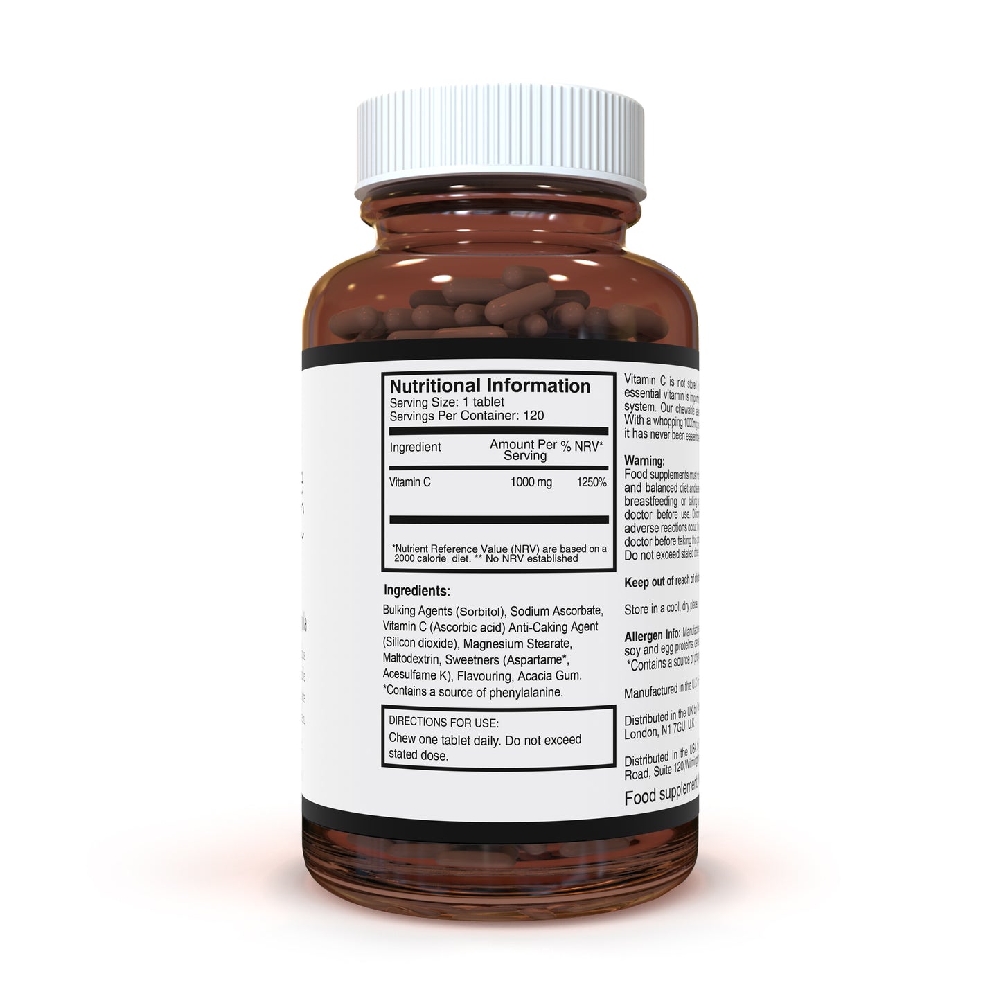 Double Strength Chewable Vitamin C 1000 mg  x 120 tablets