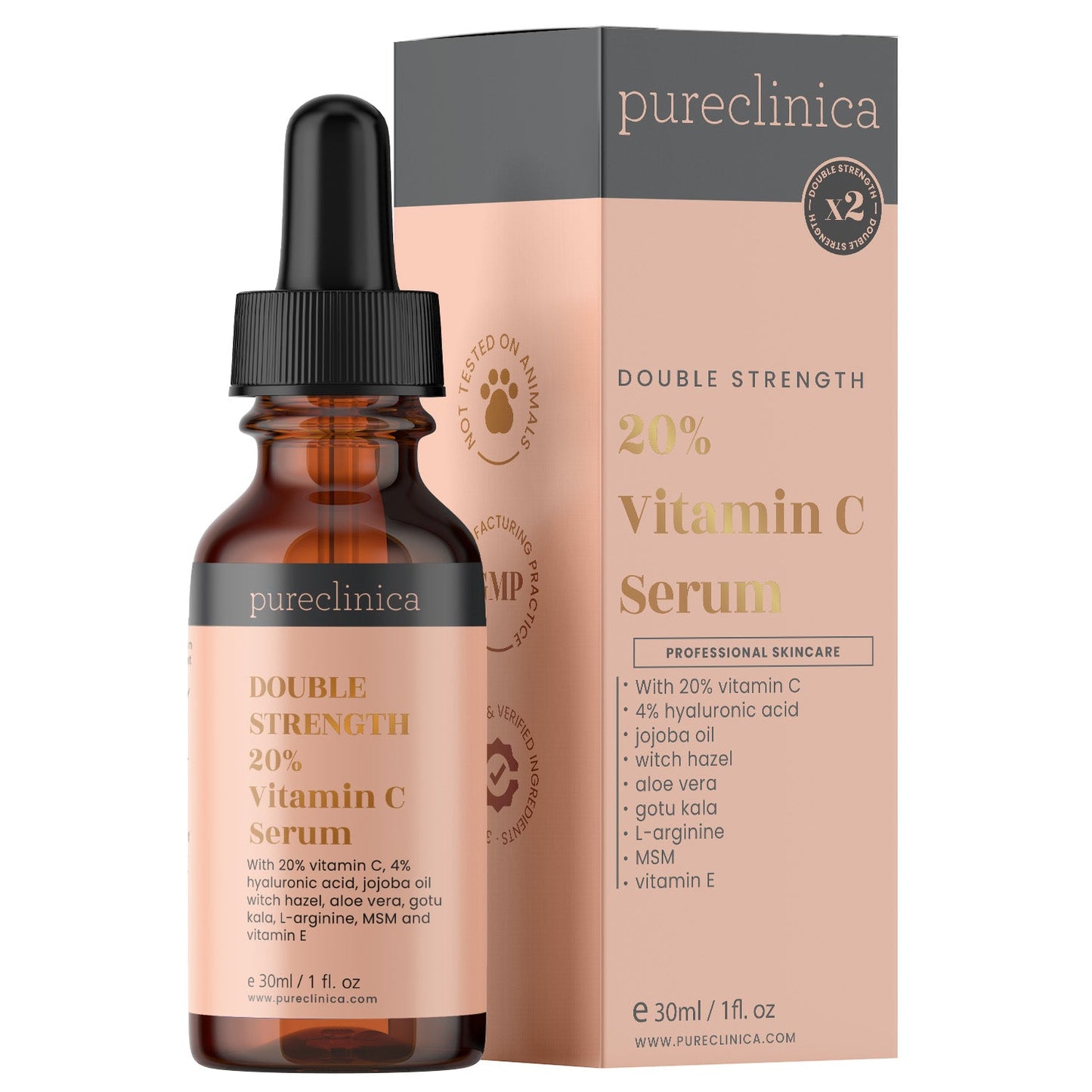 20% Vitamin C Serum (with HA, L-Arginine, Vitamin E, & Ferulic Acid) – 30ml / 1 fl oz