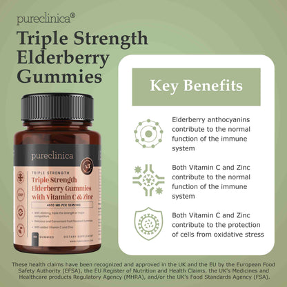 Elderberry with Vitamin C & Zinc  4,500mg x 90 Gummies
