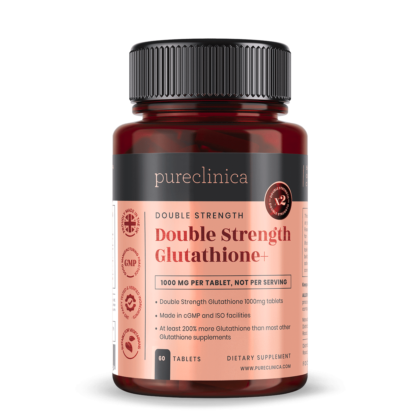 Double Strength Glutathione with ALA and Vit C - 1000mg x 60 tablets supplement.