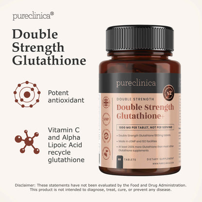 Double Strength Glutathione with ALA and Vit C - 1000mg x 60 tablets supplement.