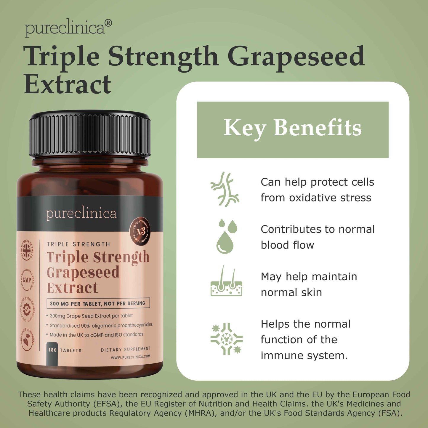 Grape Seed Extract - 300mg x 180 tablets - 90% Oligomeric Proanthocyanidins