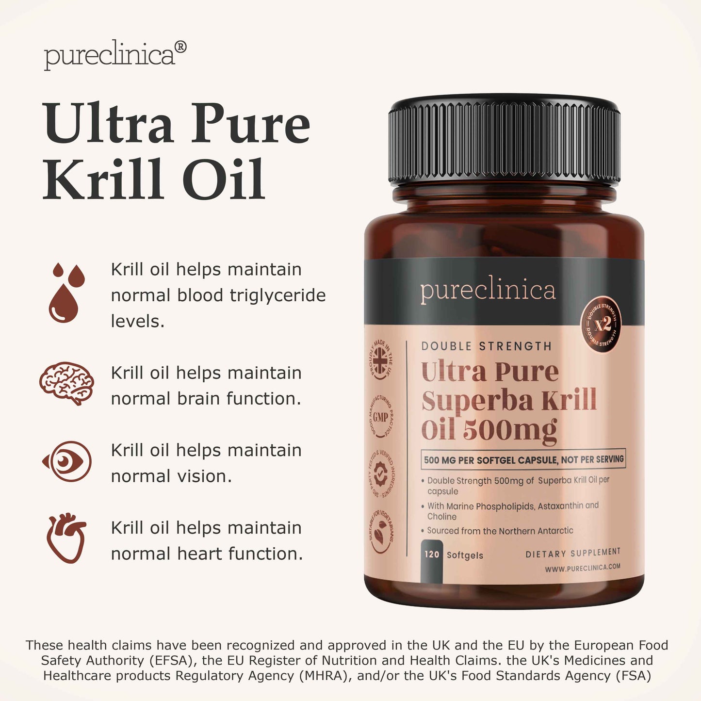 Ultra Pure Krill Oil 500mg x 120 capsules