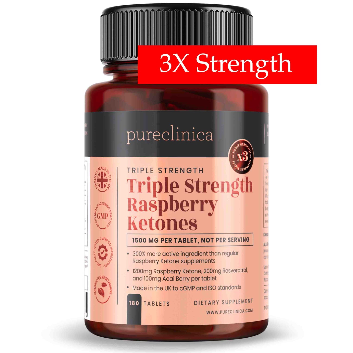 Raspberry Ketones (1500mg x 180 tablets) - with Acai and Resveratrol