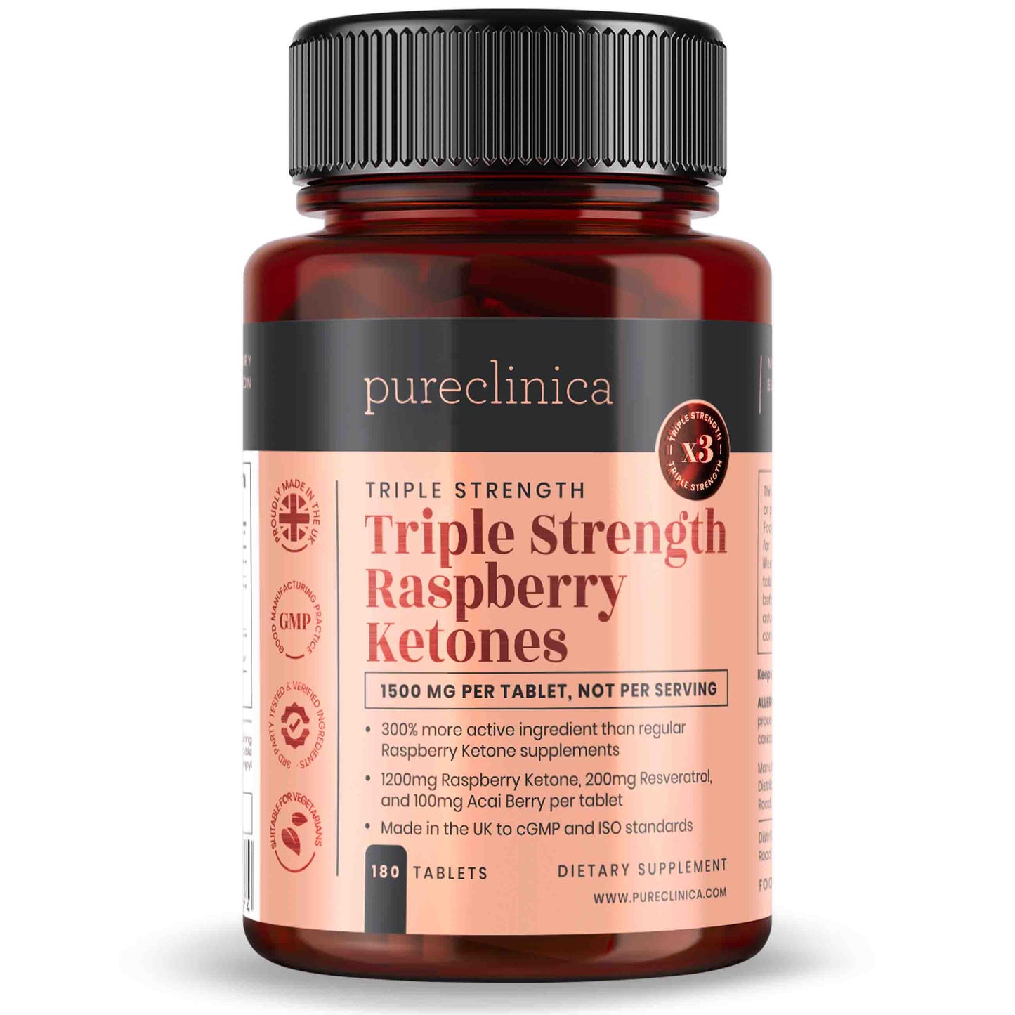 Raspberry Ketones (1500mg x 180 tablets) - with Acai and Resveratrol