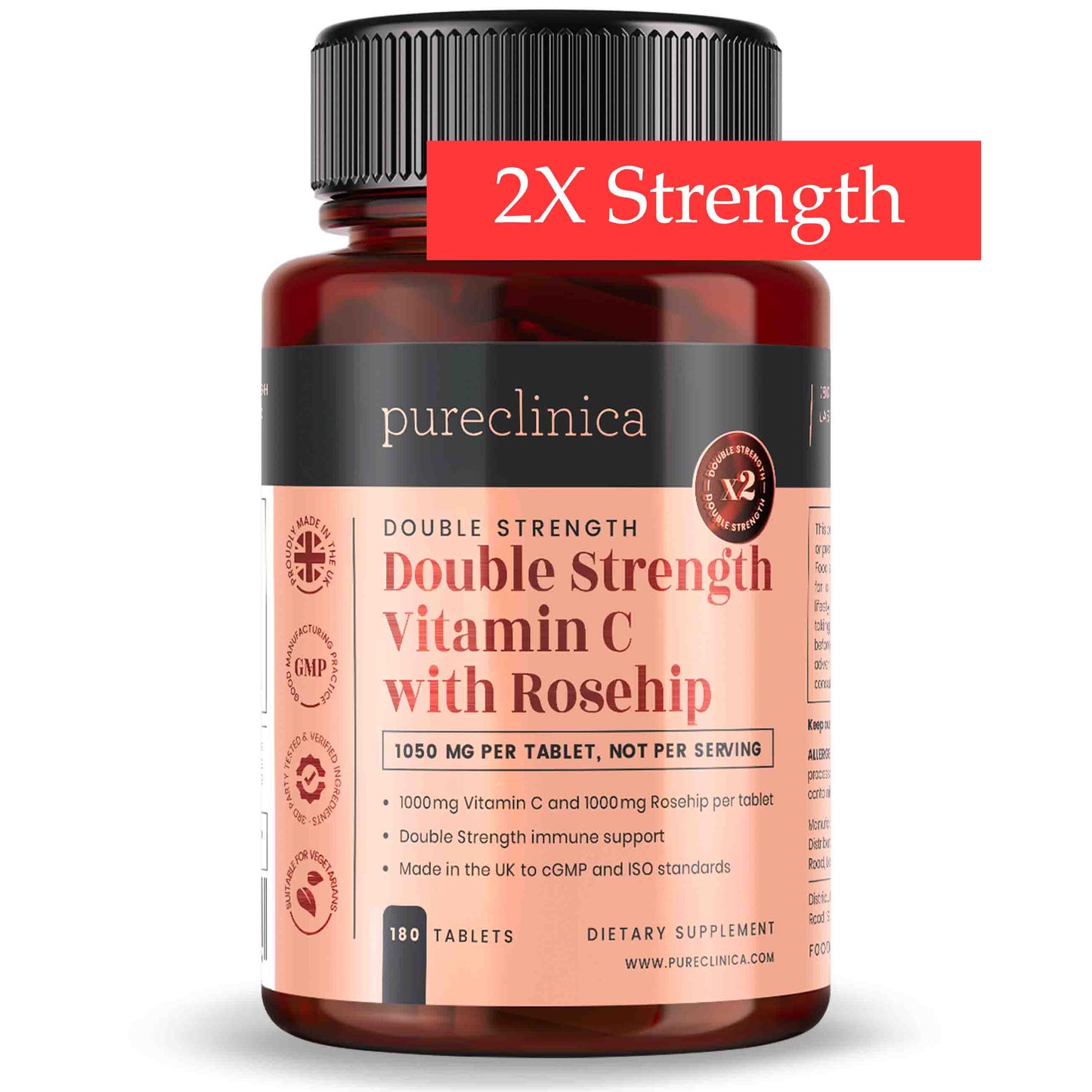 Vitamin C and Rosehip Extract 2000mg per tablet  x 180 Tablets