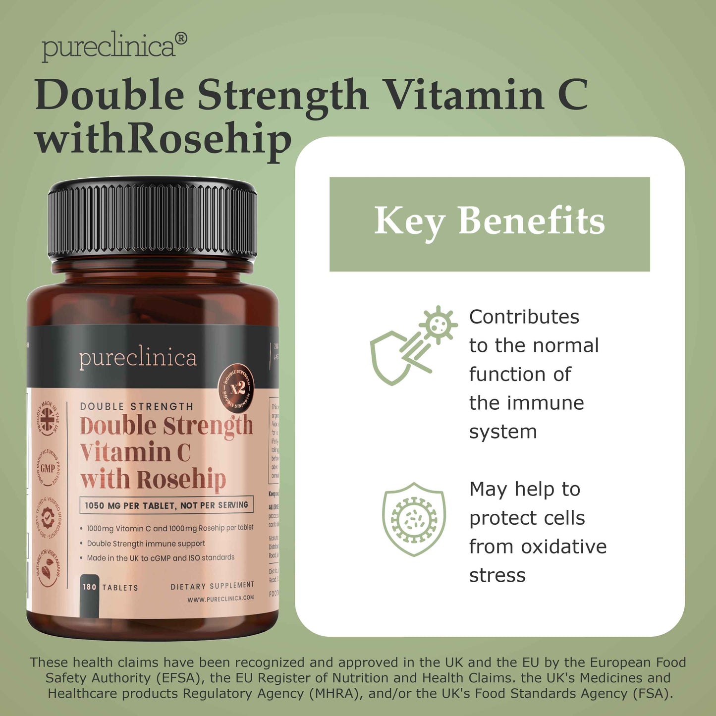 Vitamin C and Rosehip Extract 2000mg per tablet  x 180 Tablets