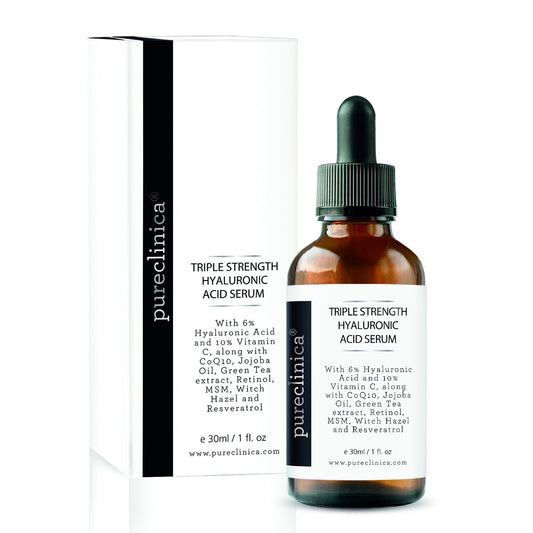 Triple Strength Hyaluronic Acid Serum - 6% hyaluronic acid with vitamins C & E, Resveratrol and CoQ10 - 30ml/1 fl oz
