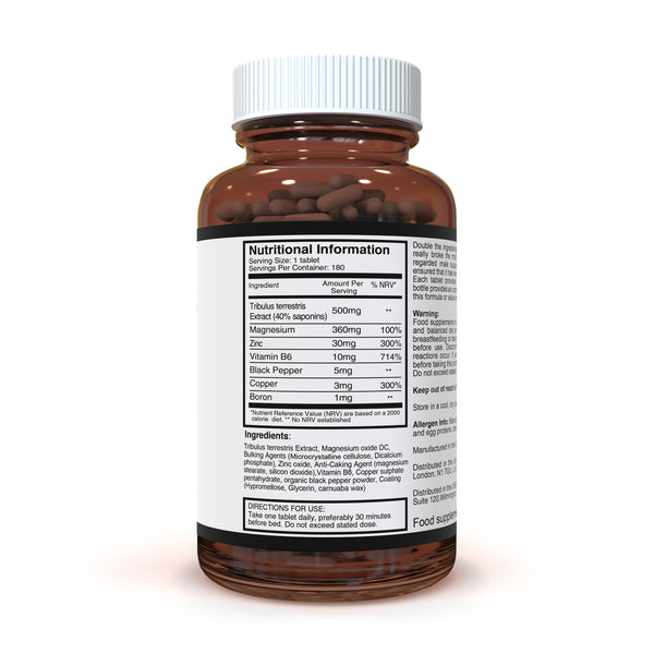 Double Strength Tribulus and ZMA x 180 Tablets (958mg 40 Saponins w